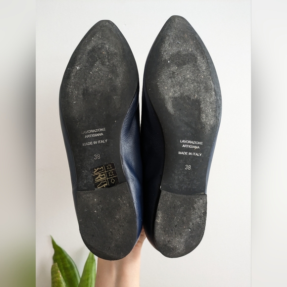 Leather flat dark blue - Picture 3 of 6